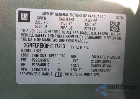 2015 Chevrolet Equinox Lt from USA, damaged, VIN 2GNFLFEK0F6117213